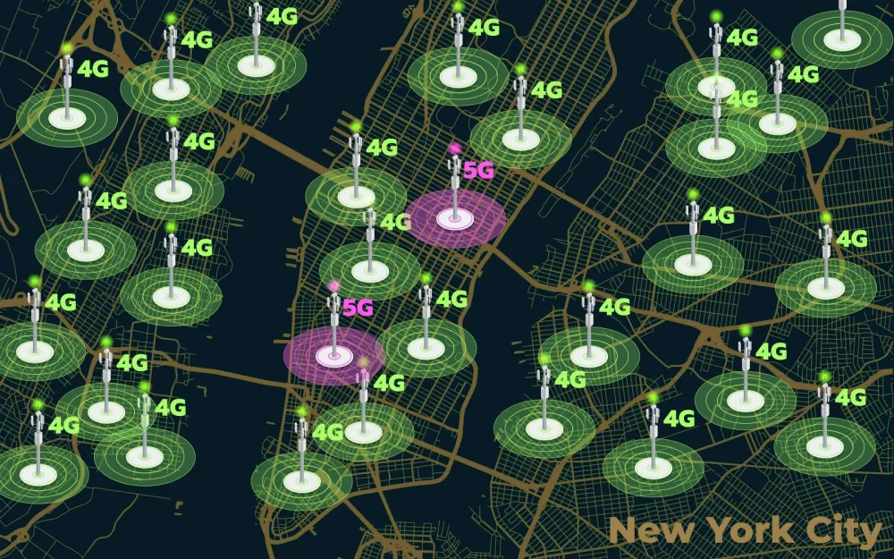 Extra   NY City map 5G 4G towers